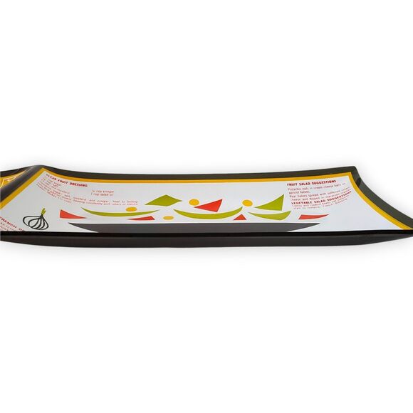 VTG 1950s Houze Art Glass Tray Salad Dressing Recipe MCM Bent Glass Relish 17.5" - Picture 10 of 16